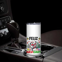 Dartist Feliz Navidart Skinny Tumbler Funny Santa Running From Darts Christmas Gift - Wonder Print Shop