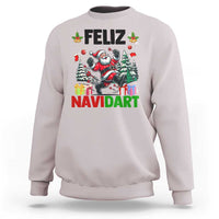 Dartist Feliz Navidart Sweatshirt Funny Santa Running From Darts Christmas Gift - Wonder Print Shop