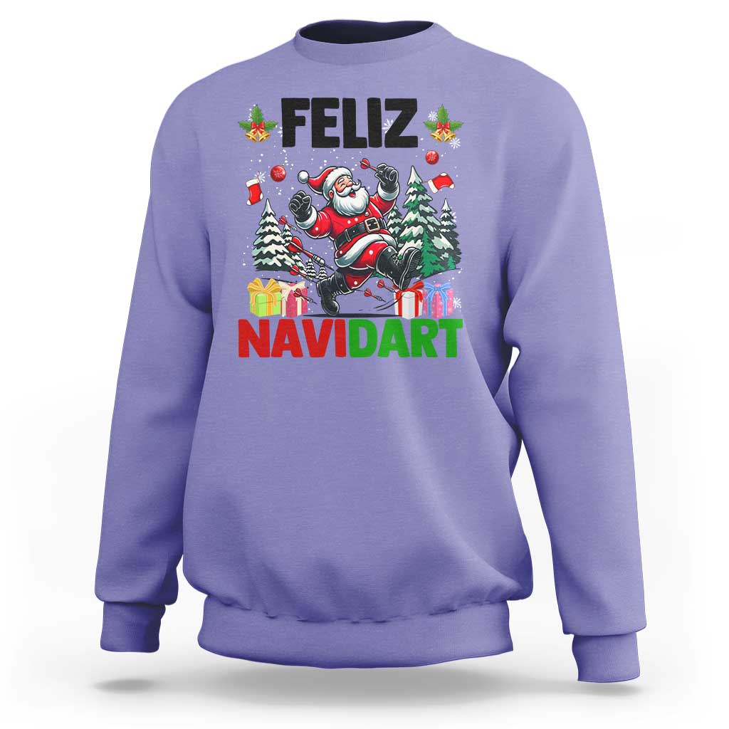 Dartist Feliz Navidart Sweatshirt Funny Santa Running From Darts Christmas Gift - Wonder Print Shop