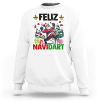 Dartist Feliz Navidart Sweatshirt Funny Santa Running From Darts Christmas Gift - Wonder Print Shop