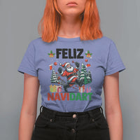 Dartist Feliz Navidart T Shirt For Women Funny Santa Running From Darts Christmas Gift - Wonder Print Shop