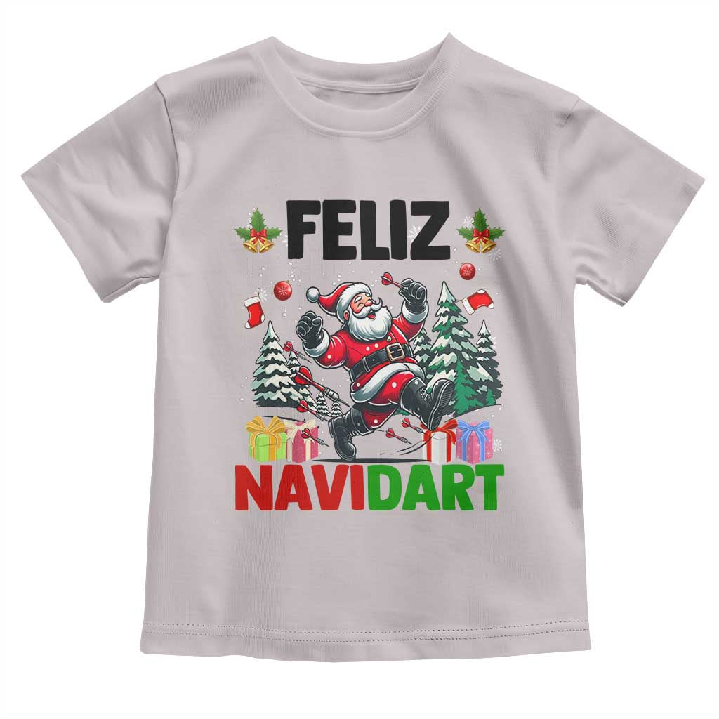 Dartist Feliz Navidart Toddler T Shirt Funny Santa Running From Darts Christmas Gift - Wonder Print Shop