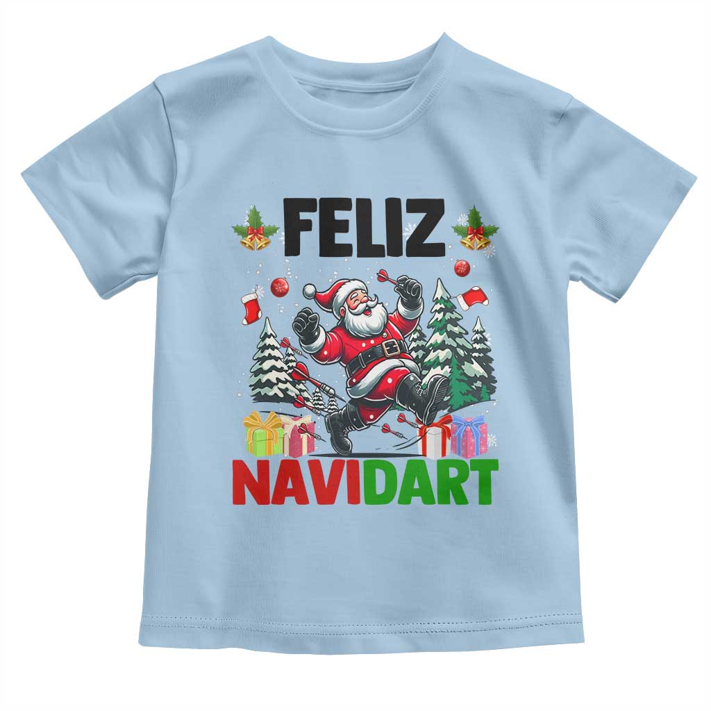 Dartist Feliz Navidart Toddler T Shirt Funny Santa Running From Darts Christmas Gift - Wonder Print Shop