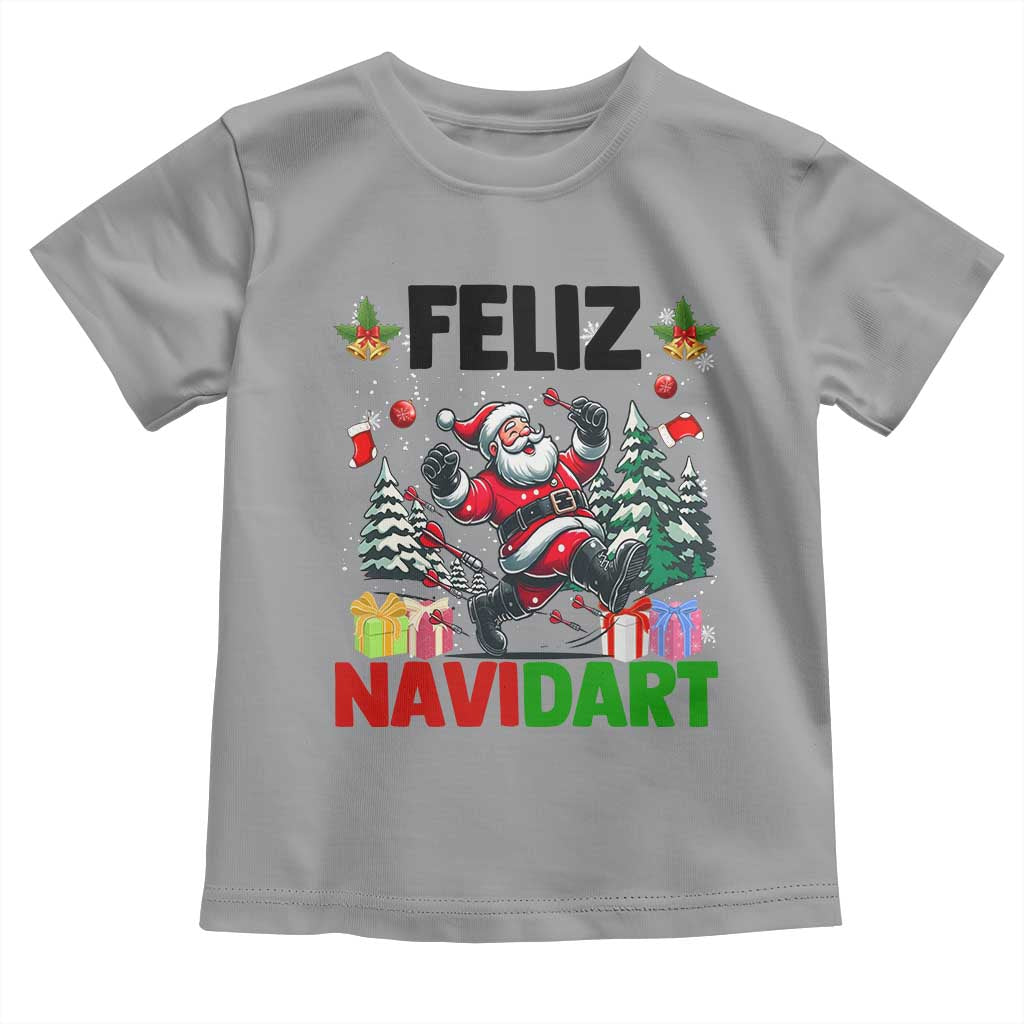 Dartist Feliz Navidart Toddler T Shirt Funny Santa Running From Darts Christmas Gift - Wonder Print Shop