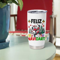 Dartist Feliz Navidart Tumbler Cup Funny Santa Running From Darts Christmas Gift - Wonder Print Shop