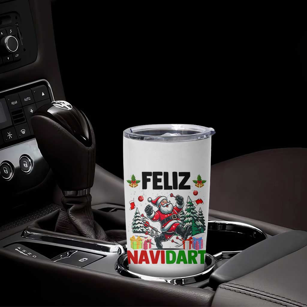 Dartist Feliz Navidart Tumbler Cup Funny Santa Running From Darts Christmas Gift - Wonder Print Shop