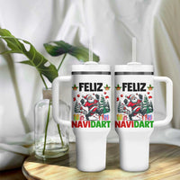 Dartist Feliz Navidart Tumbler With Handle Funny Santa Running From Darts Christmas Gift - Wonder Print Shop