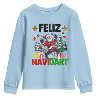 Dartist Feliz Navidart Youth Sweatshirt Funny Santa Running From Darts Christmas Gift - Wonder Print Shop
