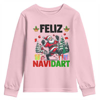 Dartist Feliz Navidart Youth Sweatshirt Funny Santa Running From Darts Christmas Gift - Wonder Print Shop