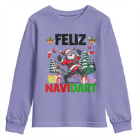 Dartist Feliz Navidart Youth Sweatshirt Funny Santa Running From Darts Christmas Gift - Wonder Print Shop
