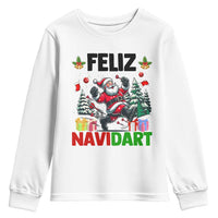 Dartist Feliz Navidart Youth Sweatshirt Funny Santa Running From Darts Christmas Gift - Wonder Print Shop