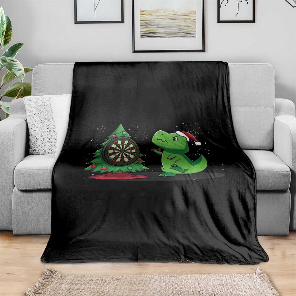 Christmas Dinosaur Dart Player Throw Blanket Funny Dino Lover - Wonder Print Shop