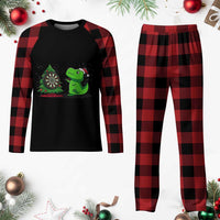 Christmas Dinosaur Dart Player Plaid Pajama Set Funny Dino Lover - Wonder Print Shop
