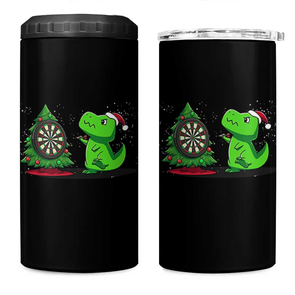 Christmas Dinosaur Dart Player 4 in 1 Can Cooler Tumbler Funny Dino Lover - Wonder Print Shop
