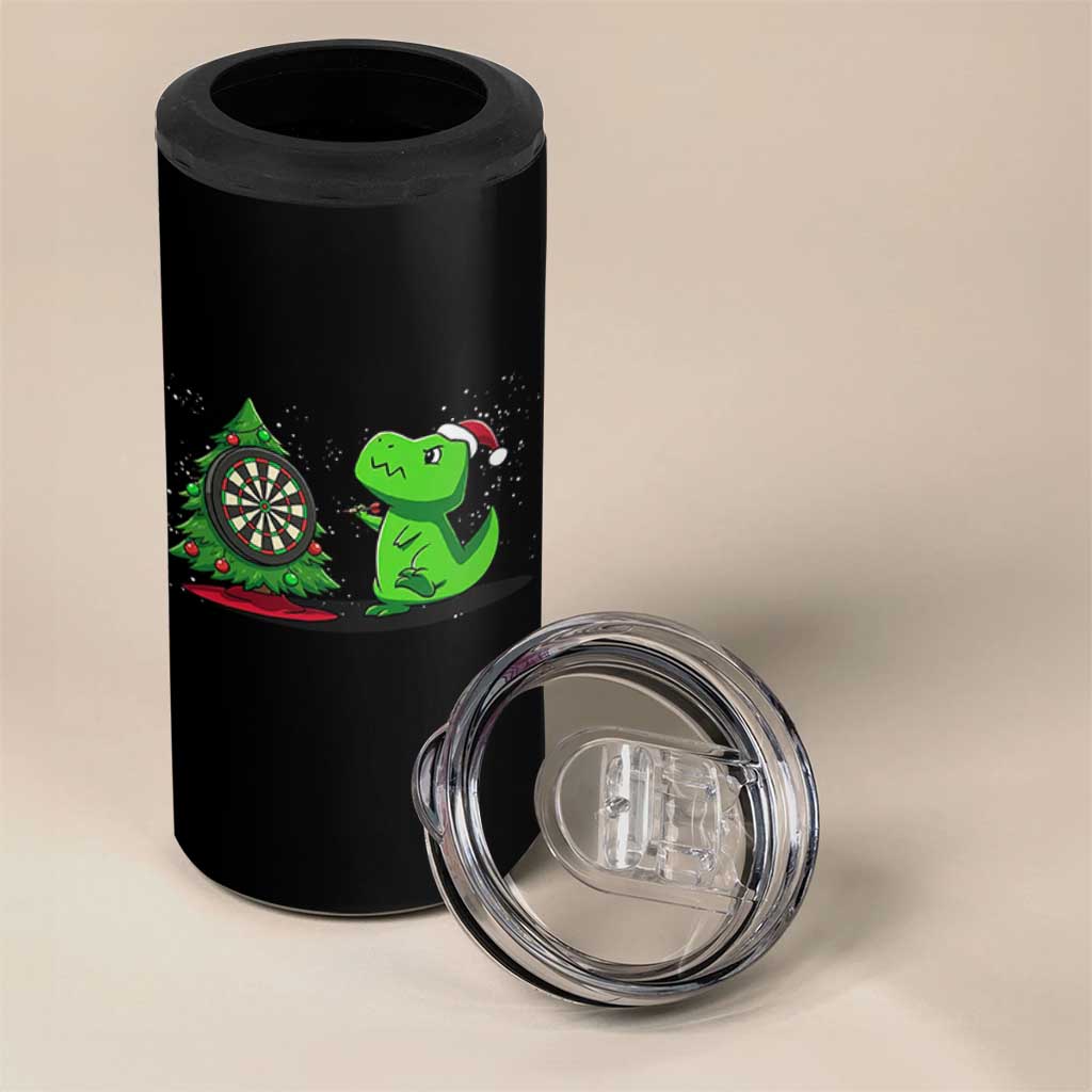 Christmas Dinosaur Dart Player 4 in 1 Can Cooler Tumbler Funny Dino Lover - Wonder Print Shop