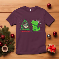 Christmas Dinosaur Dart Player T Shirt Funny Dino Lover - Wonder Print Shop