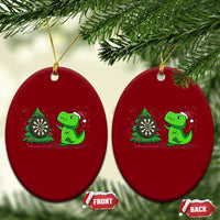 Christmas Dinosaur Dart Player Ceramic Ornament Funny Dino Lover - Wonder Print Shop