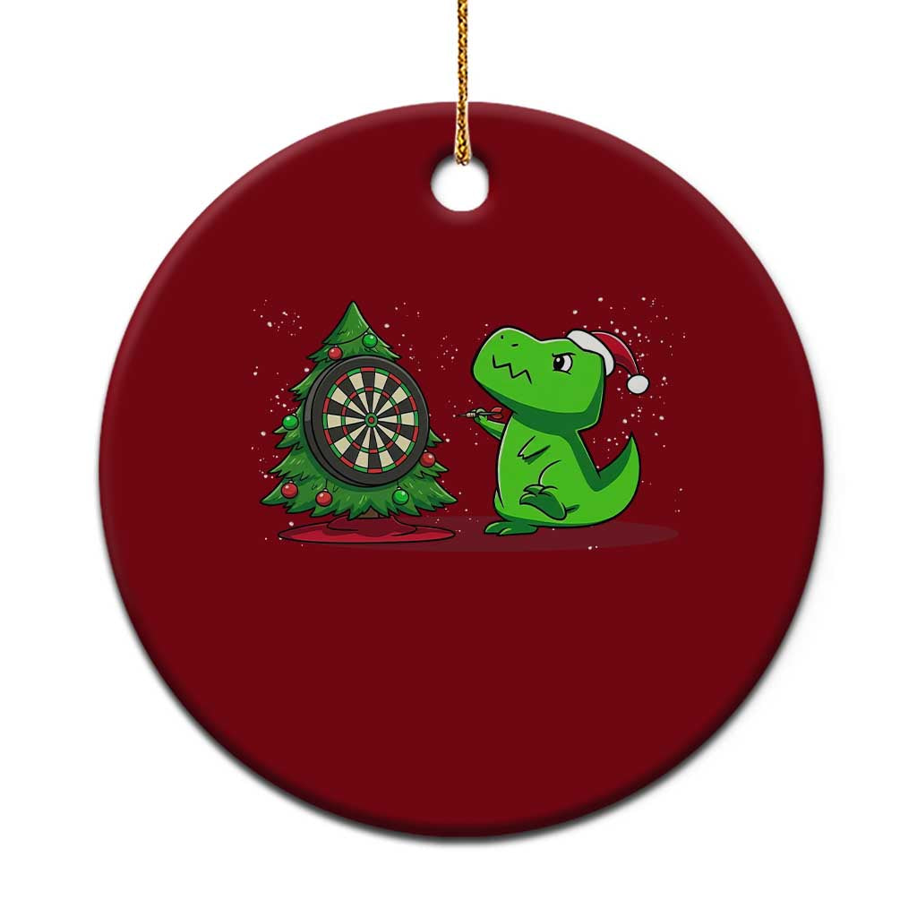 Christmas Dinosaur Dart Player Ceramic Ornament Funny Dino Lover - Wonder Print Shop