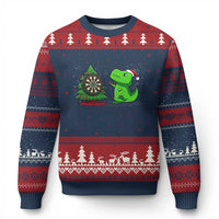 Christmas Dinosaur Dart Player Ugly Christmas Sweater Funny Dino Lover - Wonder Print Shop