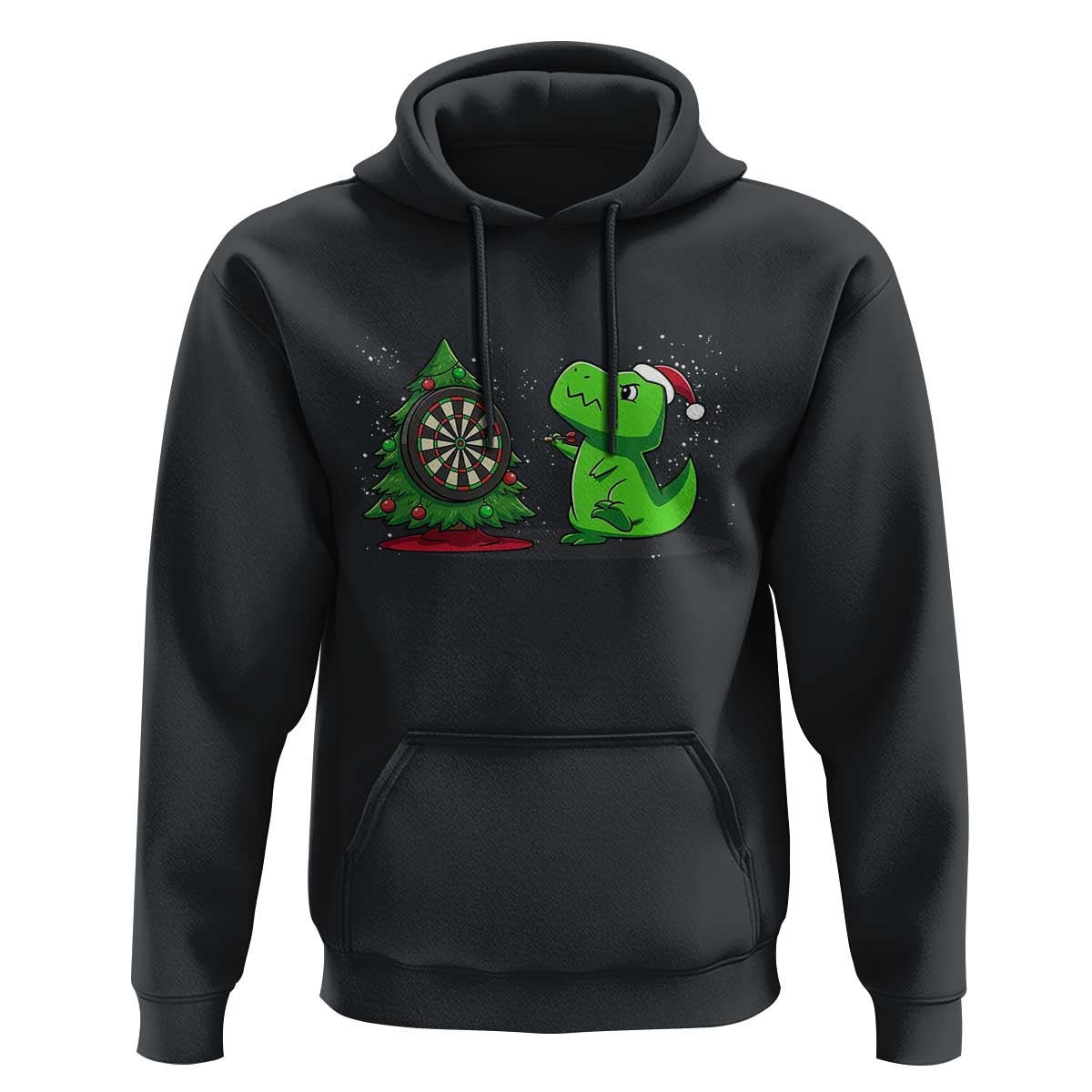 Christmas Dinosaur Dart Player Hoodie Funny Dino Lover - Wonder Print Shop