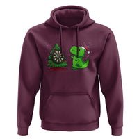 Christmas Dinosaur Dart Player Hoodie Funny Dino Lover - Wonder Print Shop