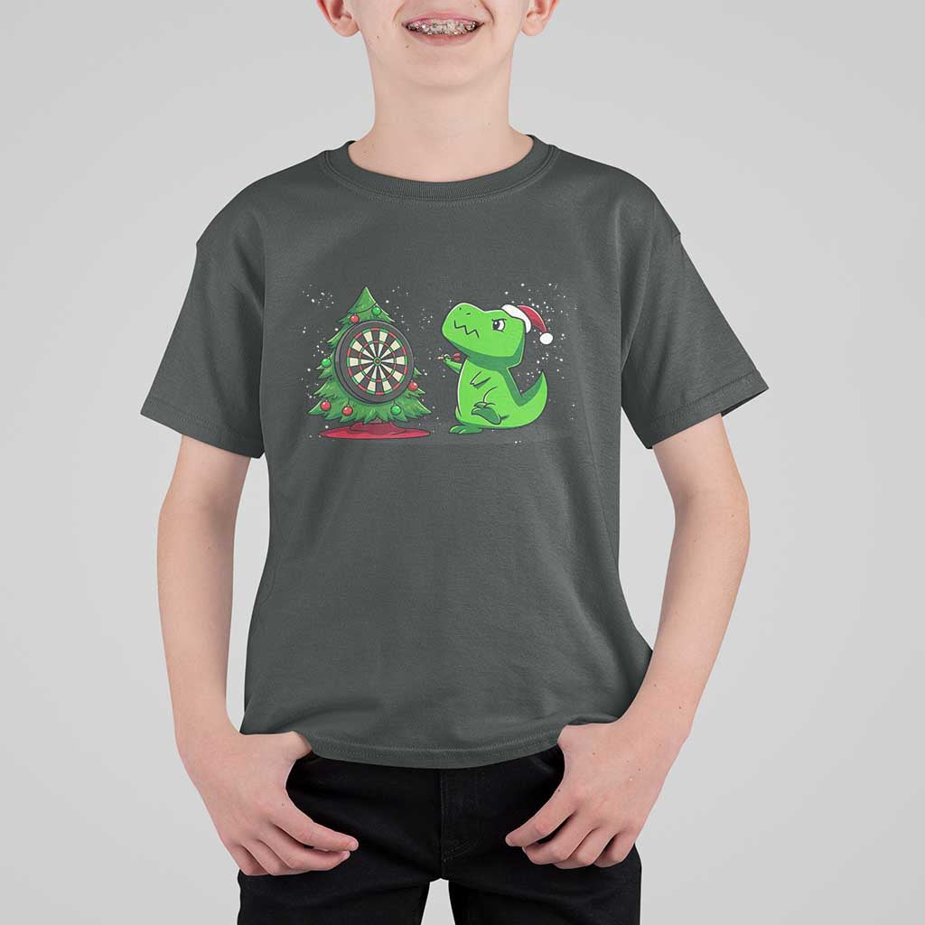 Christmas Dinosaur Dart Player T Shirt For Kid Funny Dino Lover - Wonder Print Shop
