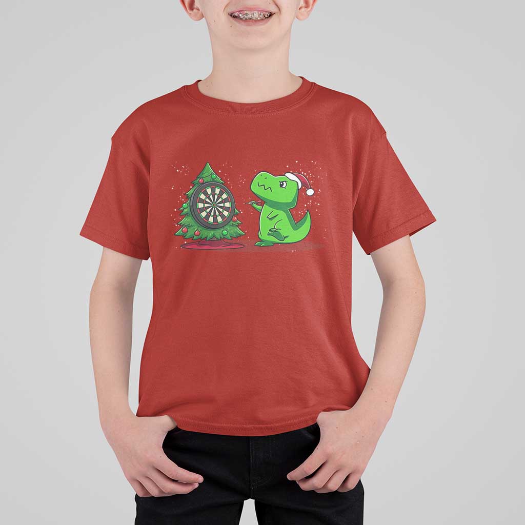 Christmas Dinosaur Dart Player T Shirt For Kid Funny Dino Lover - Wonder Print Shop