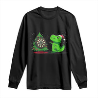 Christmas Dinosaur Dart Player Long Sleeve Shirt Funny Dino Lover - Wonder Print Shop