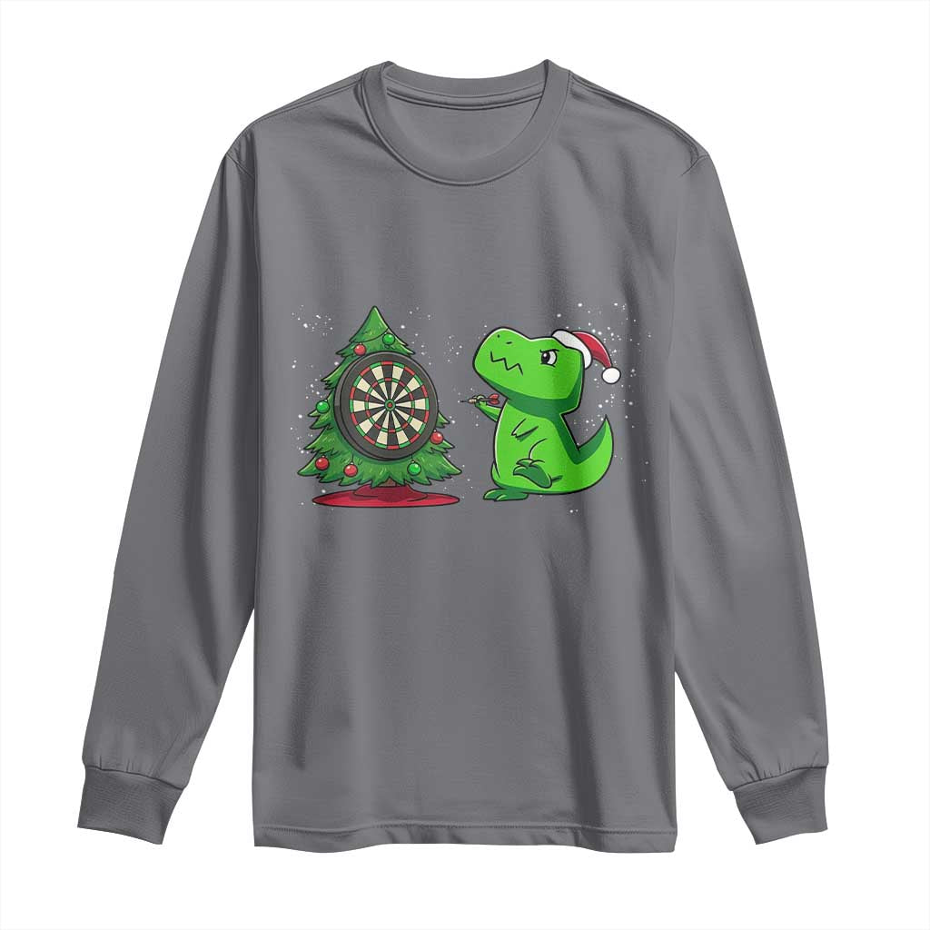 Christmas Dinosaur Dart Player Long Sleeve Shirt Funny Dino Lover - Wonder Print Shop