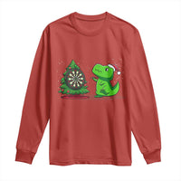 Christmas Dinosaur Dart Player Long Sleeve Shirt Funny Dino Lover - Wonder Print Shop
