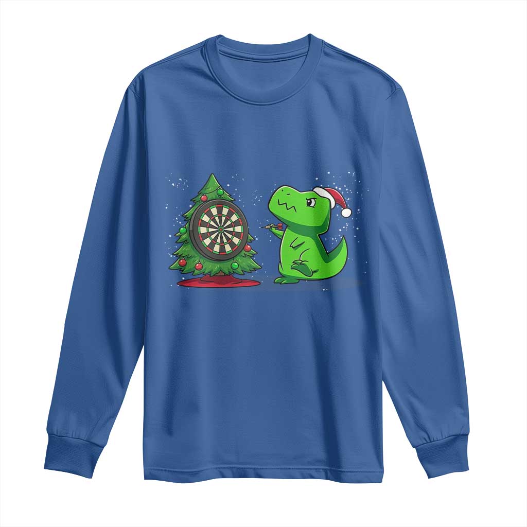 Christmas Dinosaur Dart Player Long Sleeve Shirt Funny Dino Lover - Wonder Print Shop