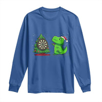Christmas Dinosaur Dart Player Long Sleeve Shirt Funny Dino Lover - Wonder Print Shop