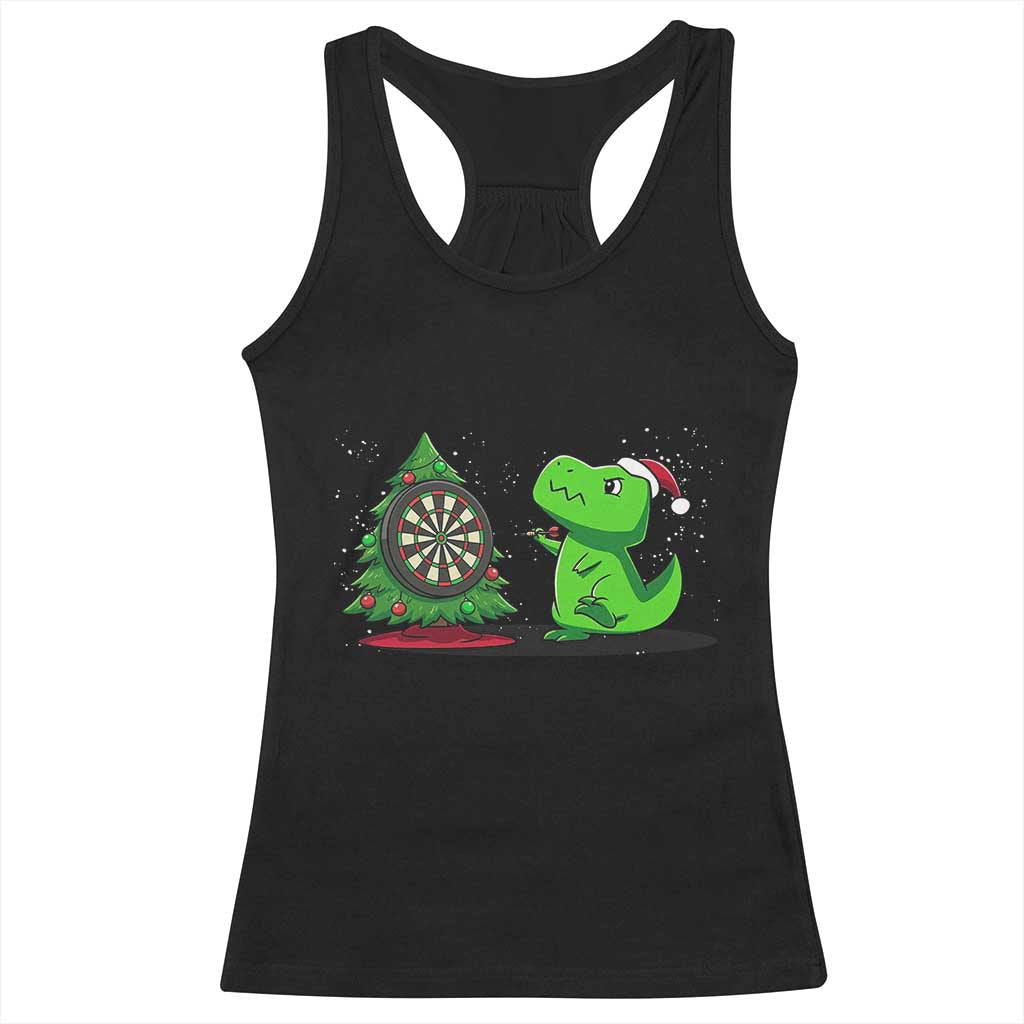 Christmas Dinosaur Dart Player Racerback Tank Top Funny Dino Lover - Wonder Print Shop