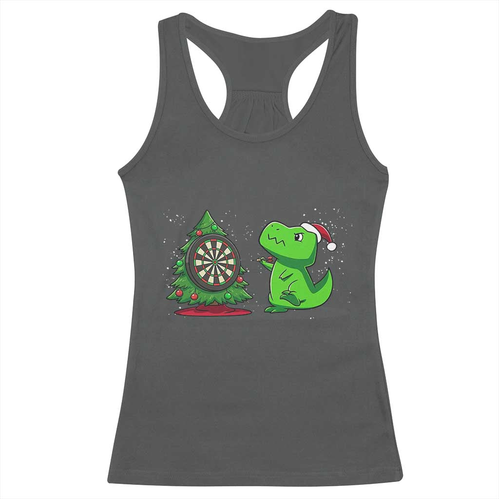 Christmas Dinosaur Dart Player Racerback Tank Top Funny Dino Lover - Wonder Print Shop