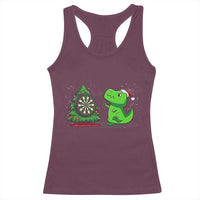 Christmas Dinosaur Dart Player Racerback Tank Top Funny Dino Lover - Wonder Print Shop