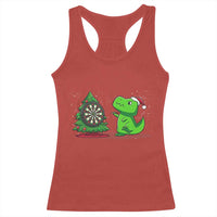Christmas Dinosaur Dart Player Racerback Tank Top Funny Dino Lover - Wonder Print Shop