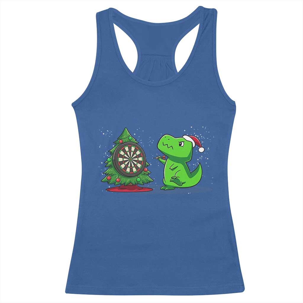 Christmas Dinosaur Dart Player Racerback Tank Top Funny Dino Lover - Wonder Print Shop
