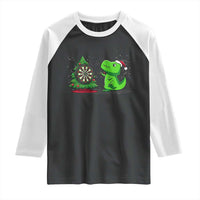 Christmas Dinosaur Dart Player Raglan Shirt Funny Dino Lover - Wonder Print Shop