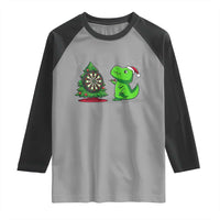 Christmas Dinosaur Dart Player Raglan Shirt Funny Dino Lover - Wonder Print Shop