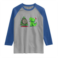 Christmas Dinosaur Dart Player Raglan Shirt Funny Dino Lover - Wonder Print Shop