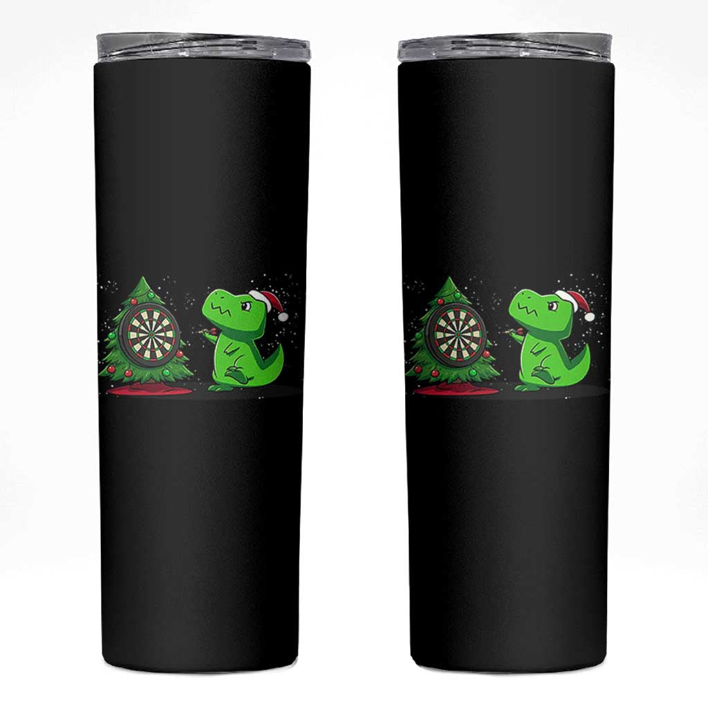 Christmas Dinosaur Dart Player Skinny Tumbler Funny Dino Lover - Wonder Print Shop