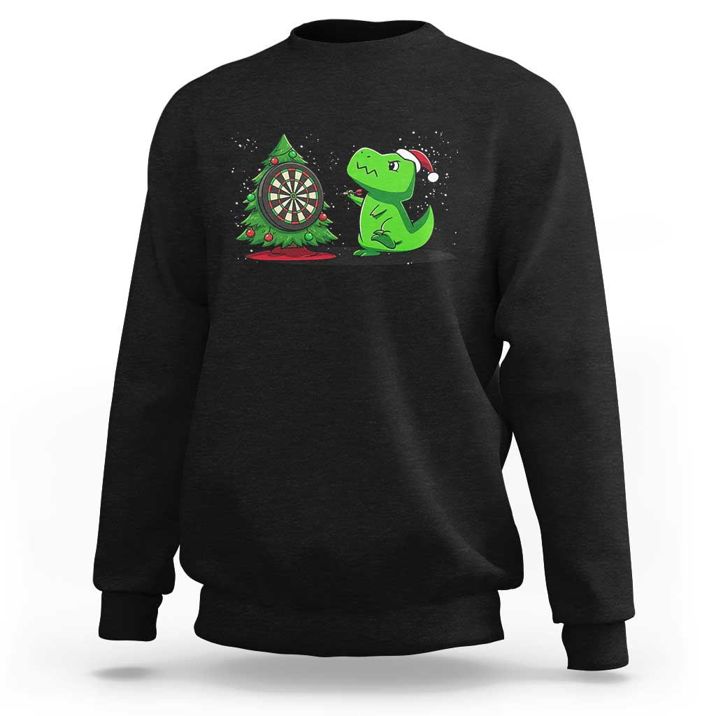 Christmas Dinosaur Dart Player Sweatshirt Funny Dino Lover - Wonder Print Shop