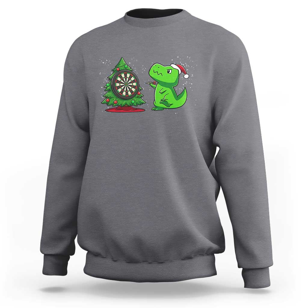Christmas Dinosaur Dart Player Sweatshirt Funny Dino Lover - Wonder Print Shop