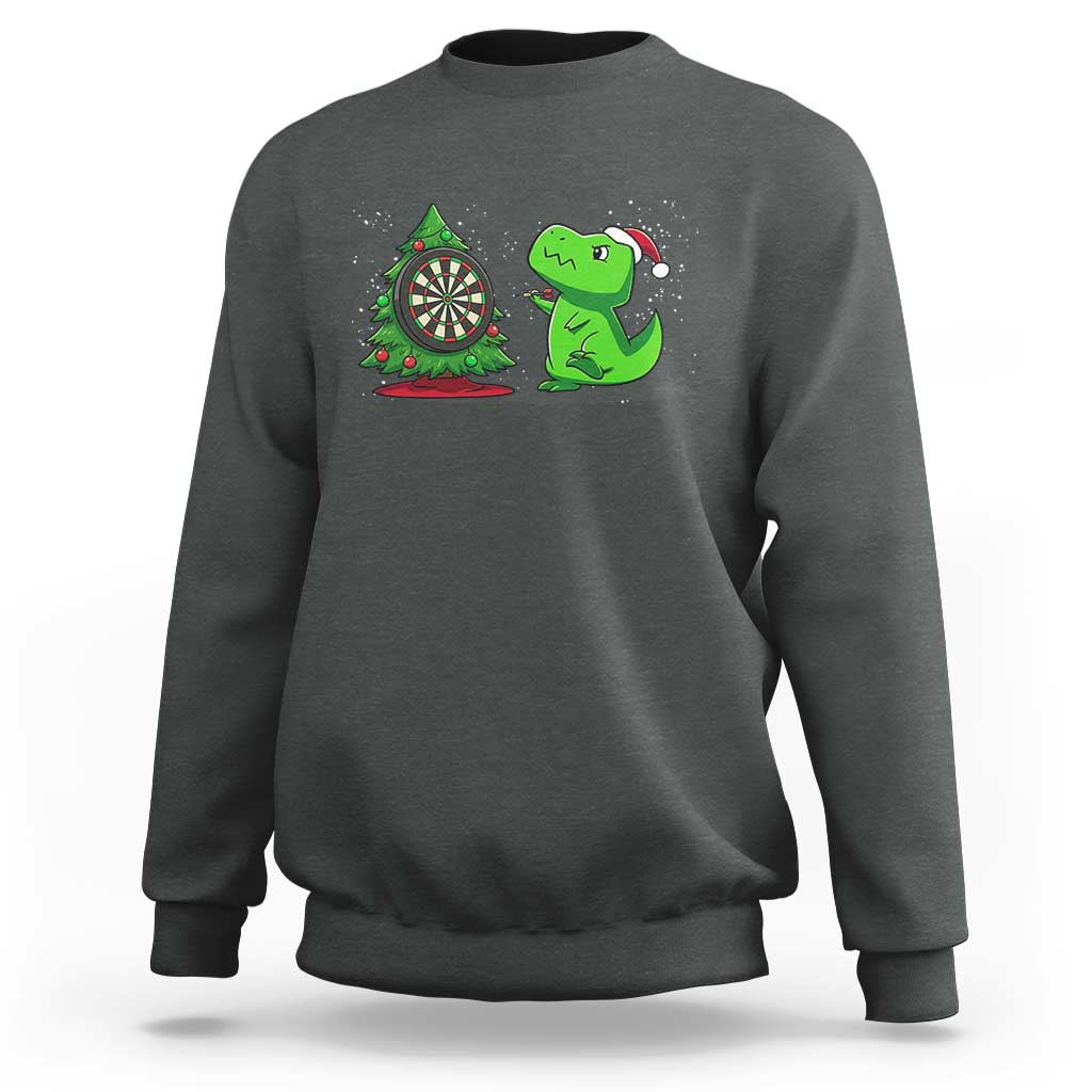 Christmas Dinosaur Dart Player Sweatshirt Funny Dino Lover - Wonder Print Shop