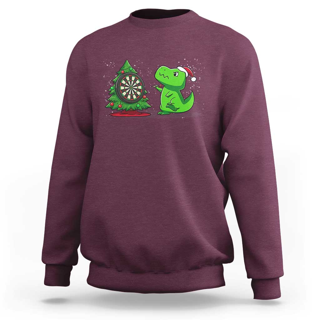 Christmas Dinosaur Dart Player Sweatshirt Funny Dino Lover - Wonder Print Shop