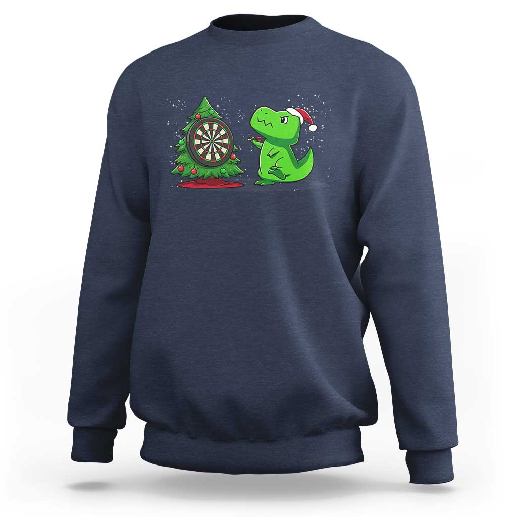 Christmas Dinosaur Dart Player Sweatshirt Funny Dino Lover - Wonder Print Shop