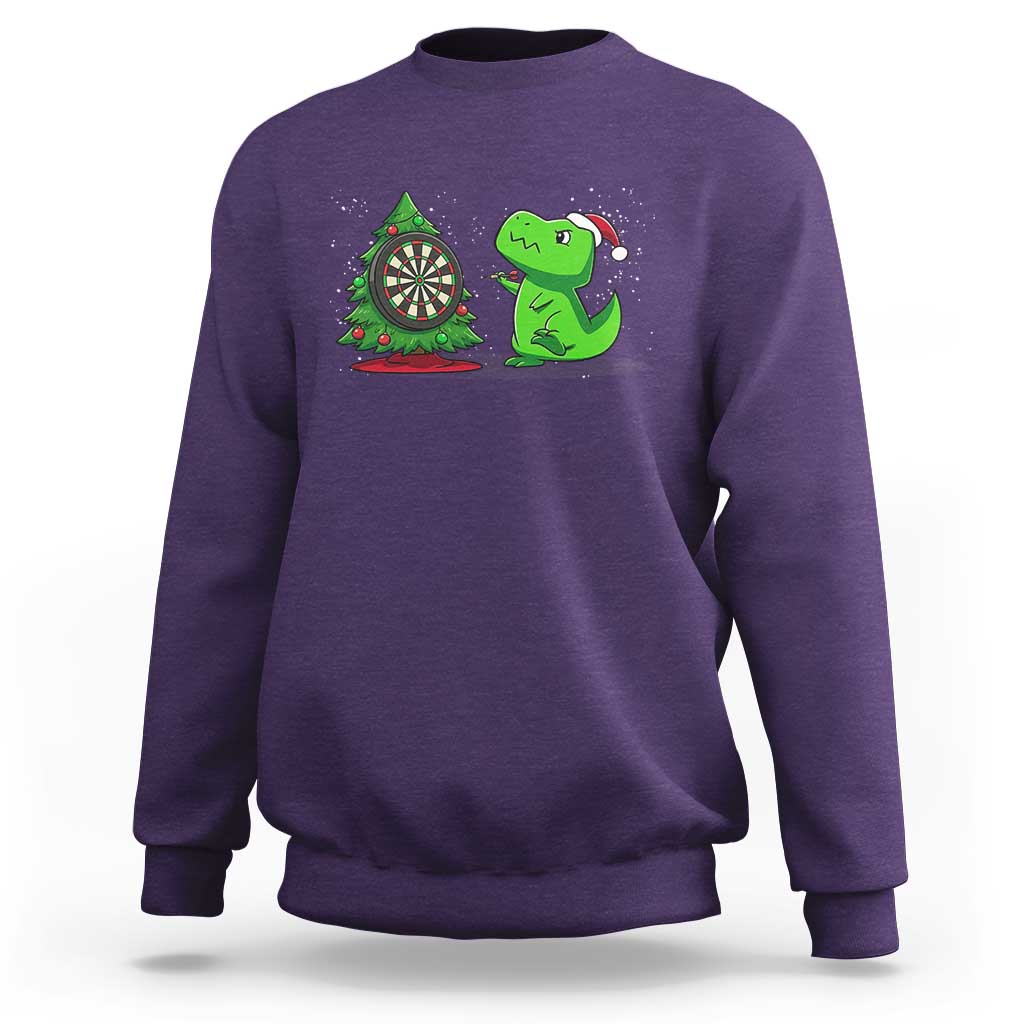 Christmas Dinosaur Dart Player Sweatshirt Funny Dino Lover - Wonder Print Shop