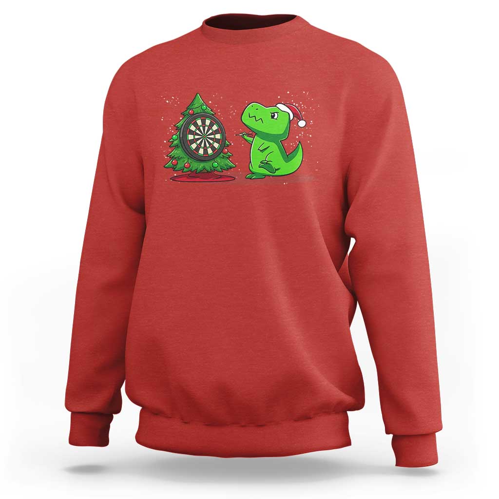Christmas Dinosaur Dart Player Sweatshirt Funny Dino Lover - Wonder Print Shop