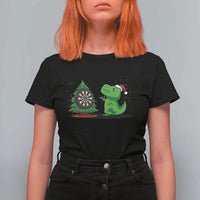 Christmas Dinosaur Dart Player T Shirt For Women Funny Dino Lover - Wonder Print Shop