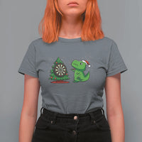 Christmas Dinosaur Dart Player T Shirt For Women Funny Dino Lover - Wonder Print Shop